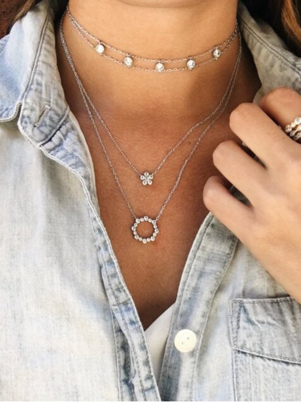 Chloe + Isabel Petits Bijoux Pavé Circle Pendant Necklace